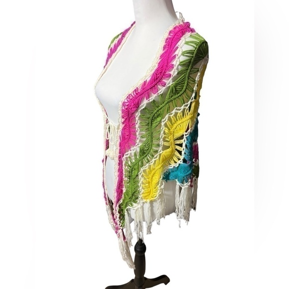 Boho Coachella Fringe Shawl Wrap Tie Crochet Tassels Macrame Style - Picture 9 of 15